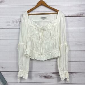 All Saints Top 6 Womens Kimi Silk‎ Blend Ruched Sleeves Bodice Romantic Blouse
